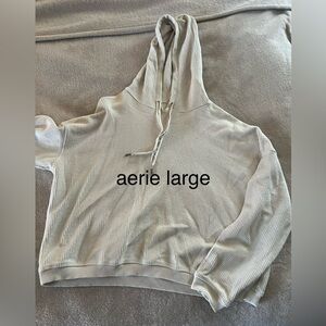 Aerie Ribbed Cream Hoodie